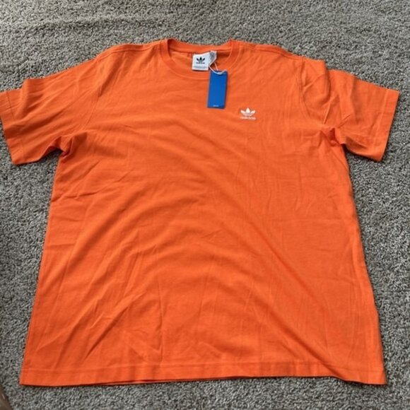 adidas Men's Trefoil Essentials Short Sleeve T-Shirt Orange Pull Over Size XL - Picture 1 of 10